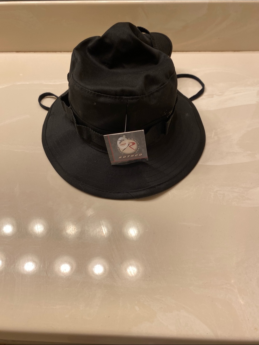 Rothco Black Tactical Boonie Hat with Logo Patch